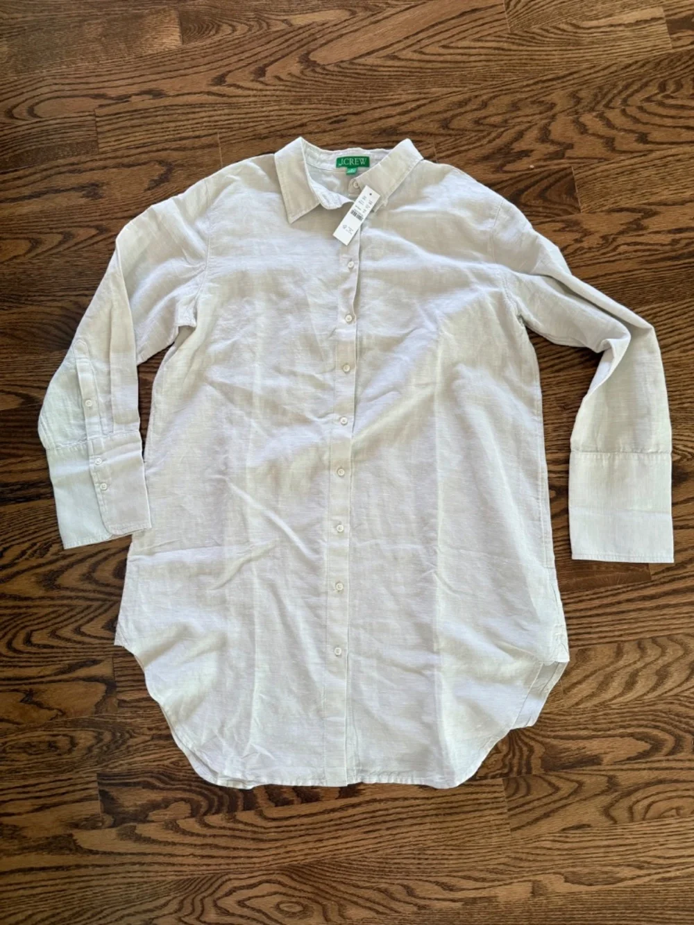 New J. Crew Relaxed-Fit Beach Shirt in Linen-Cotton Blend Sheer Flax Size Medium